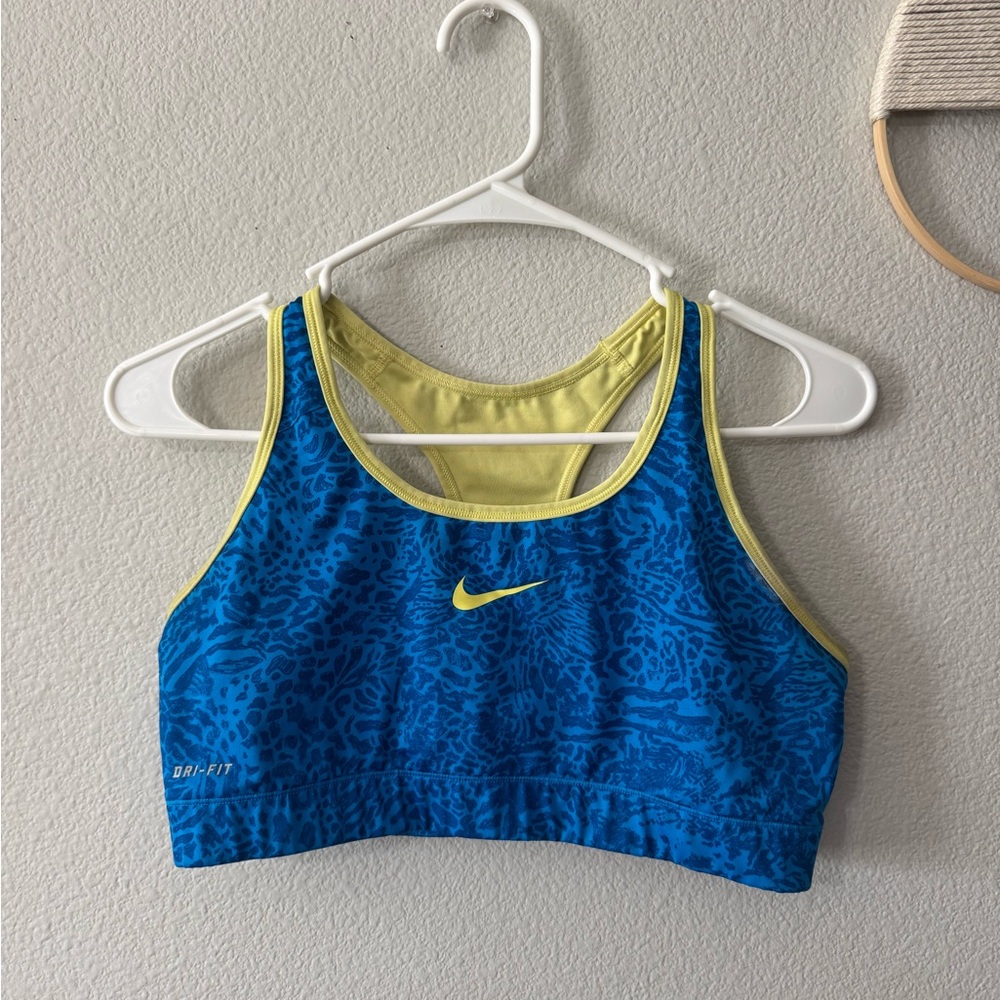 Nike Women's Vibrant Blue and Yellow Swim Top